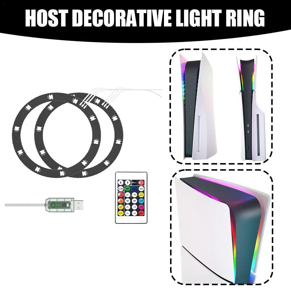 For PS5 Pro/PS5 Slim Host Colorful Decorative Light Circle Universal Atmosphere Light RGB Colorful Running Lantern