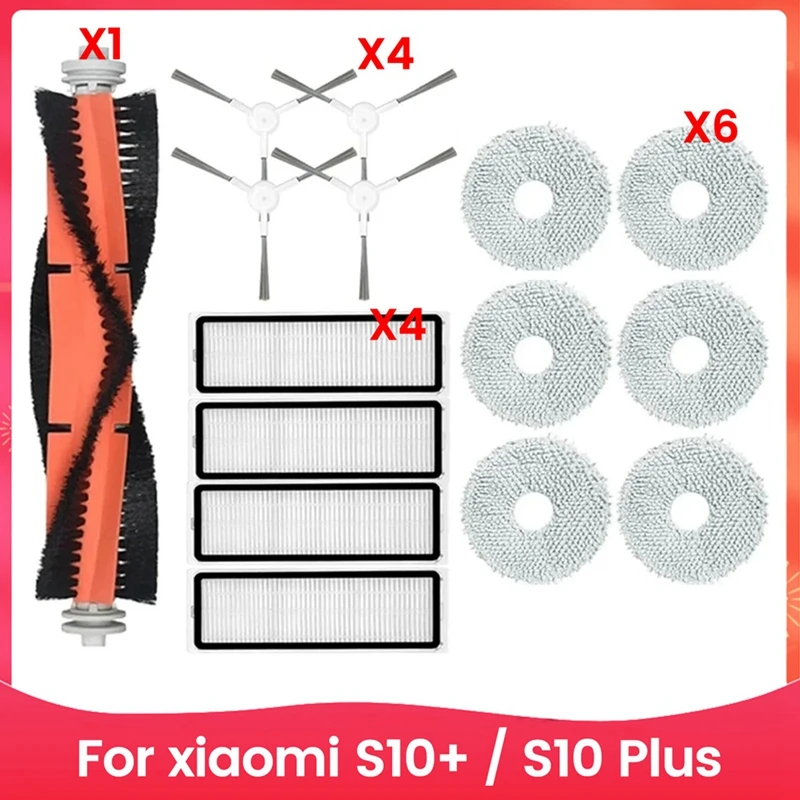

WCS-For Xiaomi Robot Vacuum S10+ / S10 Plus Accessories Main Side Brush Hepa Filter Mop Cloth Parts Spare Parts