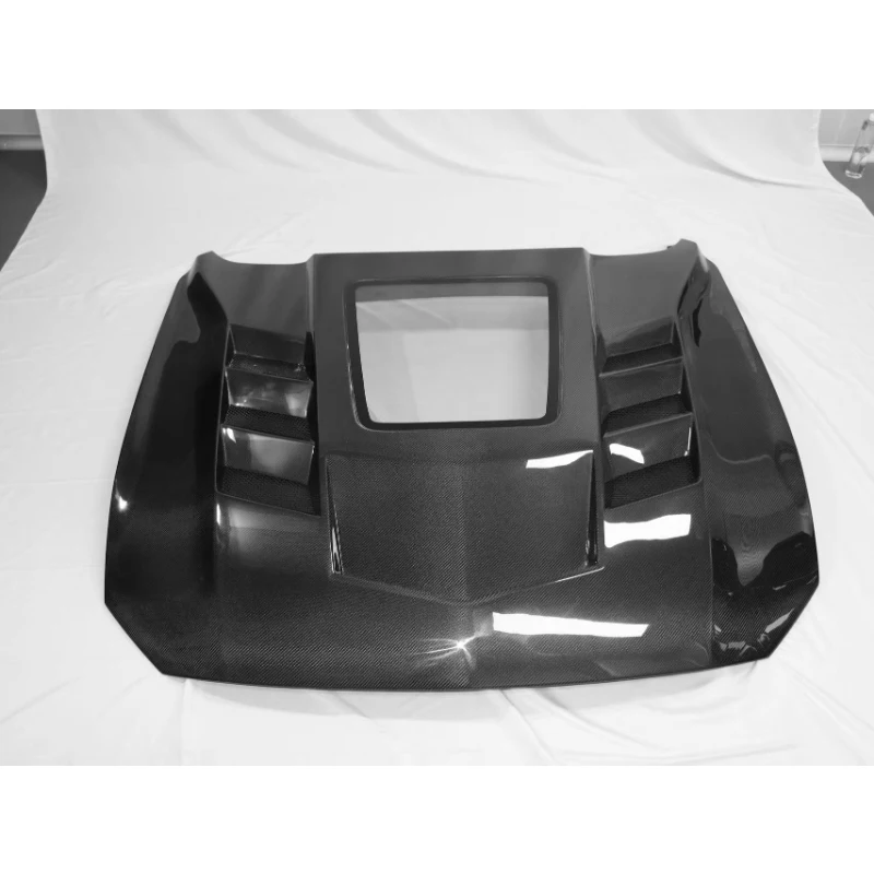 Transparent Glass Window Design Real Carbon Fiber Hood Lightweight Aerodynamic Engine Bonnet Modified Parts Fit 2024