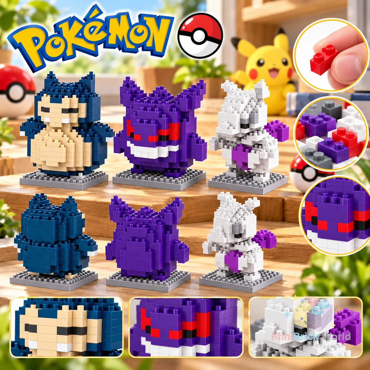 Pokemon Gengar Mewtwo Mini Building Blocks DIY Micro Bricks Cartoon Anime Figures Collectible Desk Decor Gift No Box