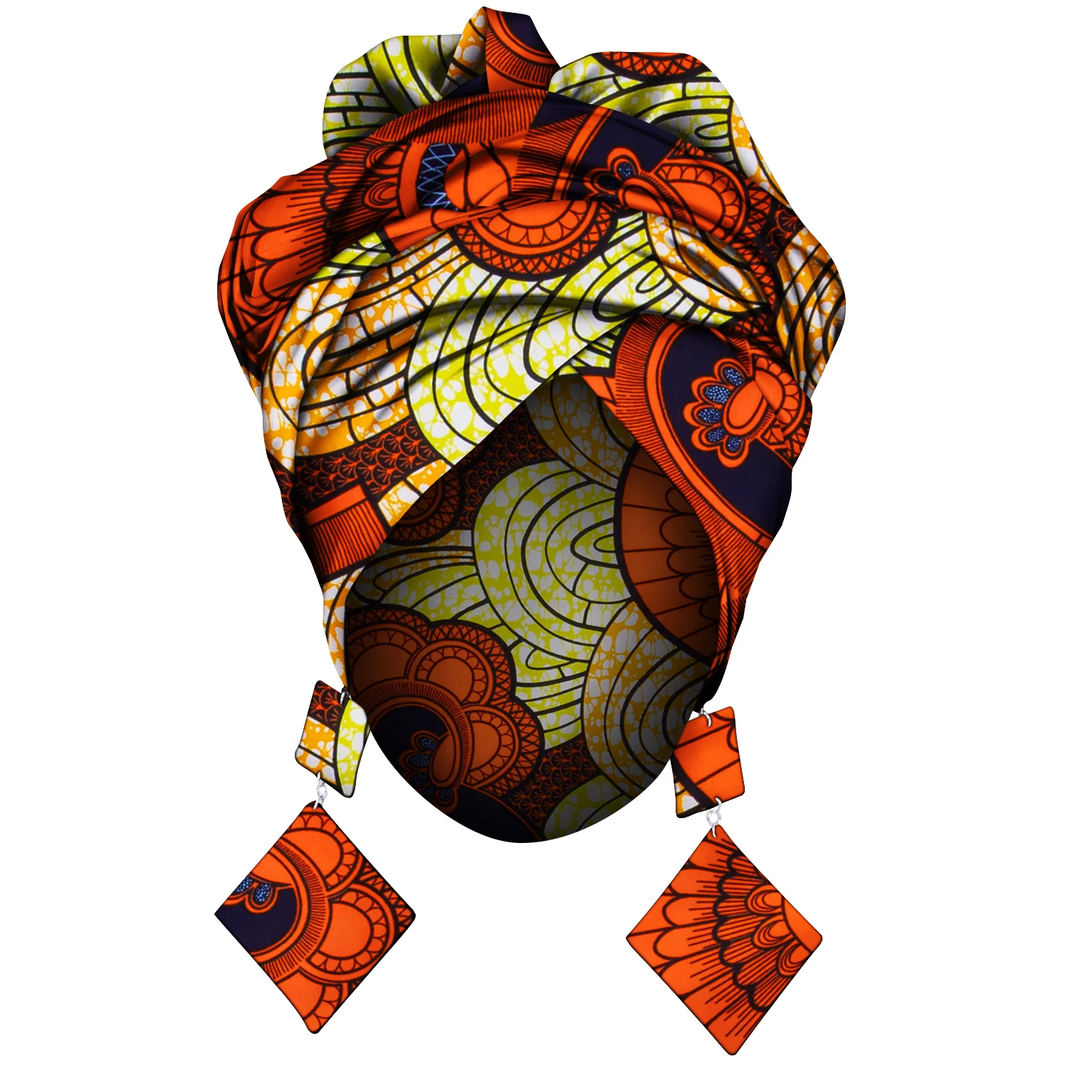 African Fashion Style Headscarf Earring for Women Handmade Ankara Print Women Ear Wear and Head Wrap 2 Pieces Wyb880 - view 3