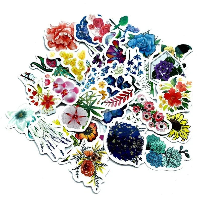 1Sets=42PCS Japanese and Korean Fresh Girl Cute Flower Stickers Water Cup Computer PVC Stickers