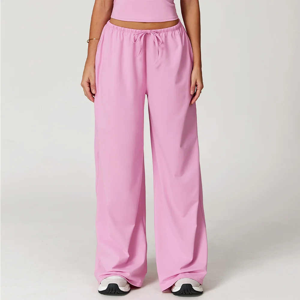 High Waist Yoga Pants Women's Hanging Wide Leg Loose Casual Pants Women's Sports Pants Fitness Running Elastic Drawstring Pants
