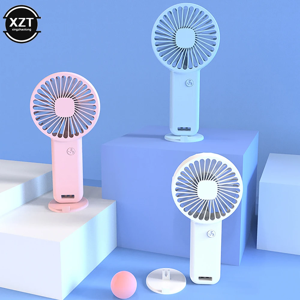 Portable Mini Fan USB Rechargeable With Mobile Phone Stand Base Mute Strong Wind Desktop Electric Fans