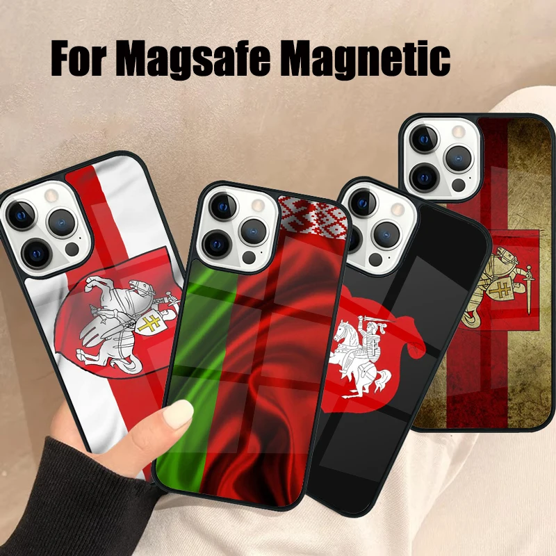 Free Belarus Flag Magsafe Phone Case For iPhone 16 15 14 13 12 11 Pro Max Plus Mini Mirror Wireless Magnetic Cover