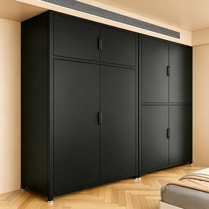 Steel wardrobe, bedroom household, rental housing, simple assembly, iron and metal combination wardrobe, cloakroom locker