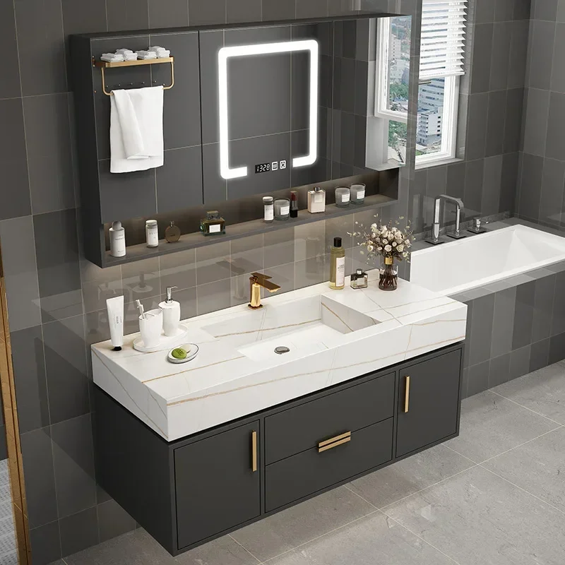 Rockboard bathroom cabinet combination toilet hand wash sink sink basin cabinet light luxury style modern simple bathroom cabine