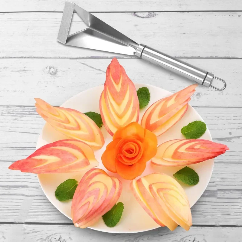 

Stainless Steel Triangle Fruit Carving Knife Fruit Platter Artifact Triangle Vegetable Knife Non-slip Carving Blade Kitchen Tool