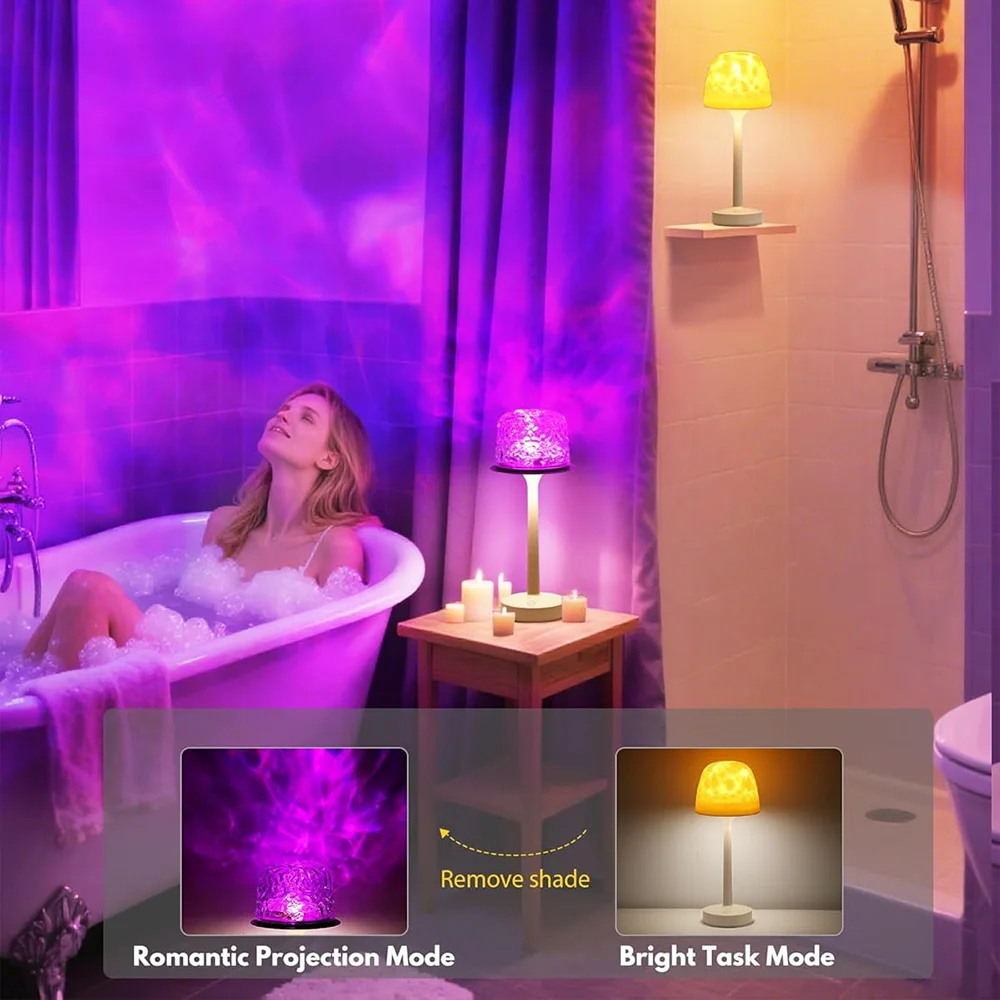 Aurora Projection Lights LED Remote Control Night Light Water Ripple Projection Lamp Bedoom Home Decoration Colorful Table Lamps
