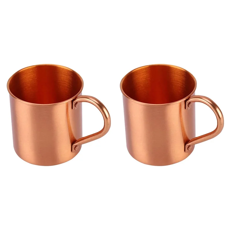 

Hot Sale-Copper Mugs(410Ml)- Smooth Rounded Lip Ergonomic Handle 2Pcs, Handcrafted Pure Solid Copper No Lining Finish Mug