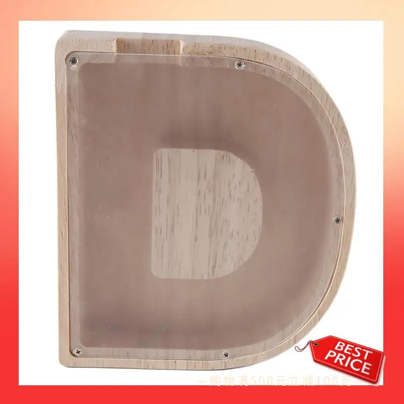 

ABNR цельная деревянная копилка с буквами, банка для экономии английского алфавита, прозрачная стеклянная банка для экономии монет D