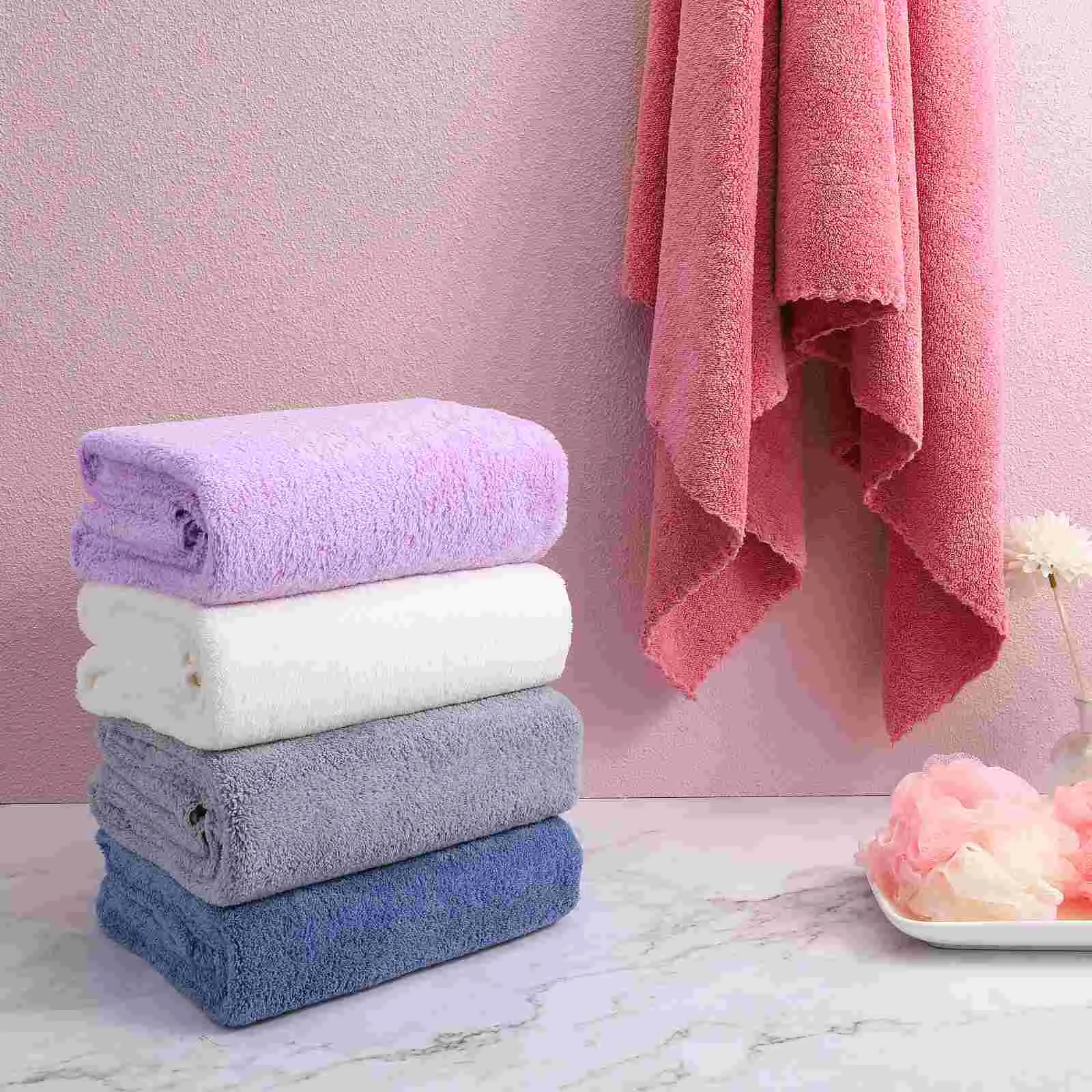 5 Pcs Microfiber Bath Towel Set Towels Soft for Bathroom Body Warmers Nylon Fluffy Extra Large Shower Miss