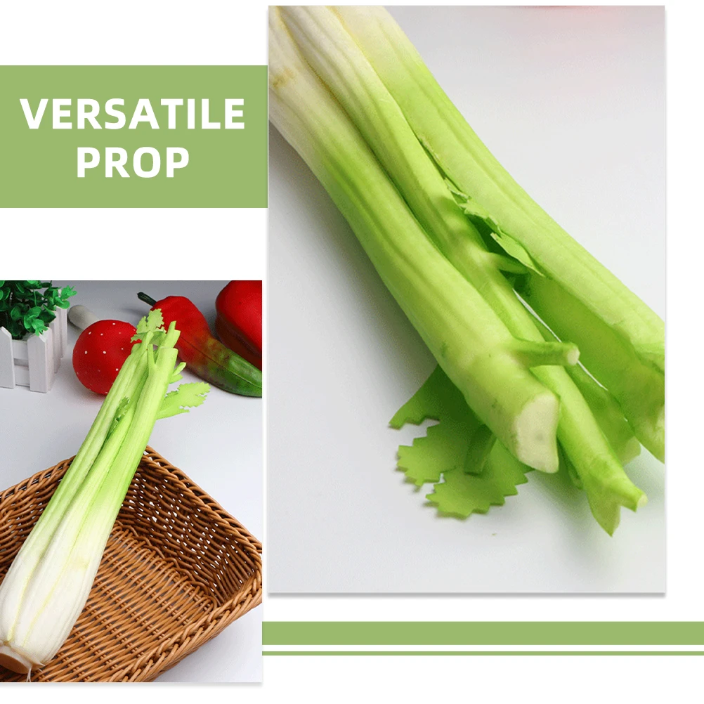 

2pcs Simulated Celery Artificial Vegetables Lifelike Models Decor PU Material Display Props Safe Educational Tool