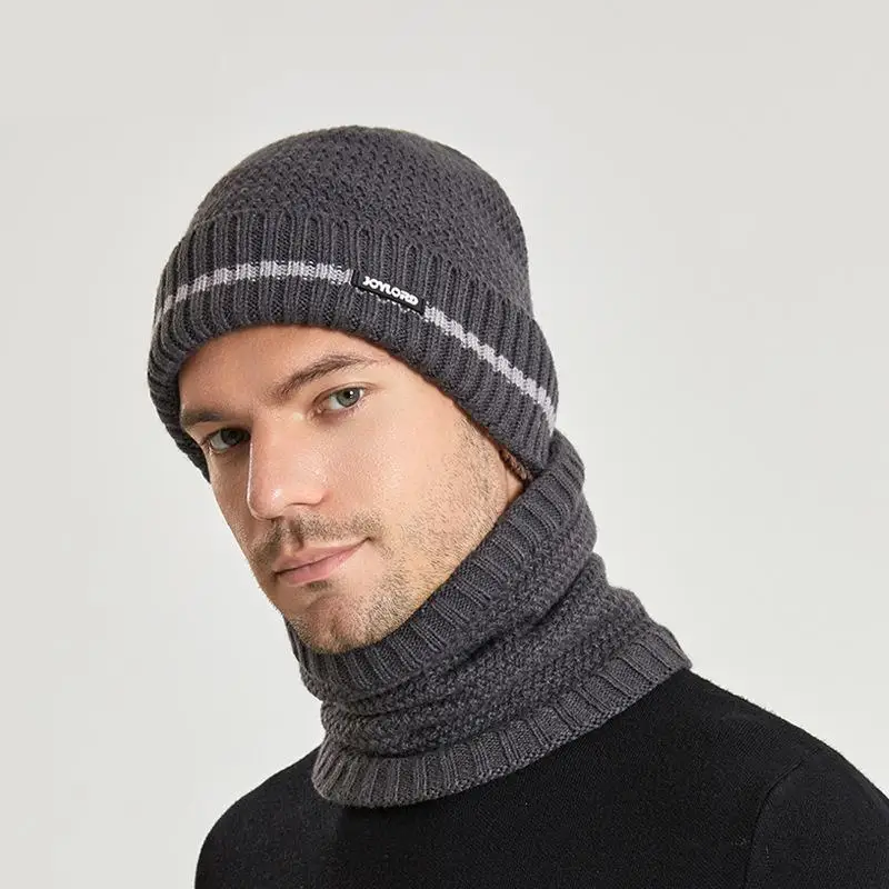 Winter Muts Sjaal Set Warme Gebreide Muts Vrouwelijke Skull Cap Bivakmuts Nek Warmer Met Dikke Fluwelen Fleece Gevoerde Hoed Voor Dames