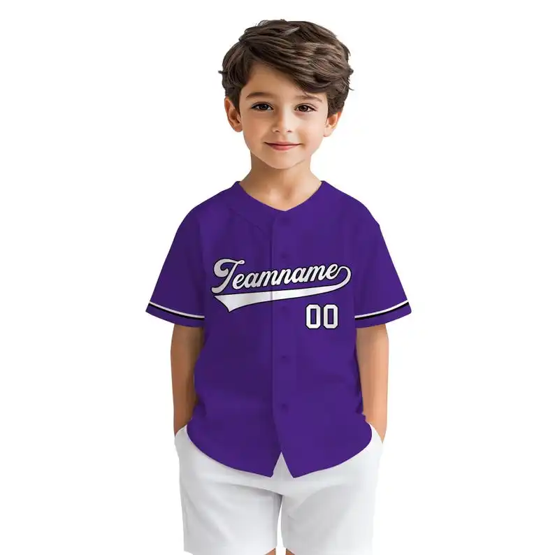 

Изготовленный на заказ фиолетовый бейсбольный трикотаж — рубашка с персонализированным именем и номером — стильная командная спортивная одежда