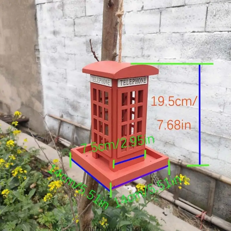 Garten-Vogelstation mit hölzerner Telefonzelle, Design mit offenem Fenster, Tablettboden und Feuchtigkeitslöchern für Wildvögel – Detail 6