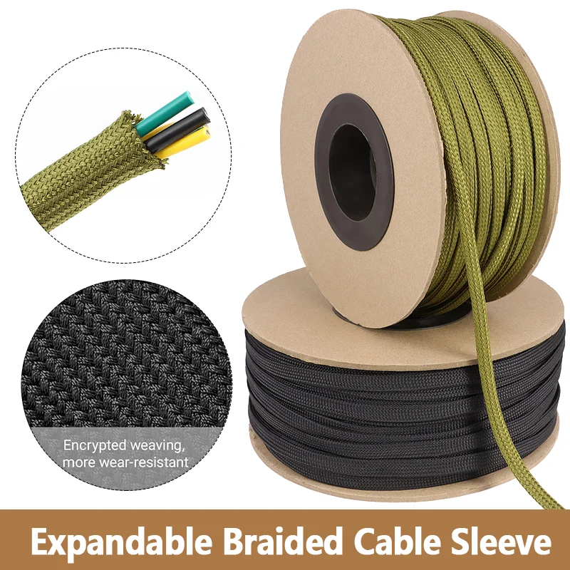 Cable Sleeve Braided - 2/5/10M Expandable Braided Cable Sleeve 2.5mm-60mm