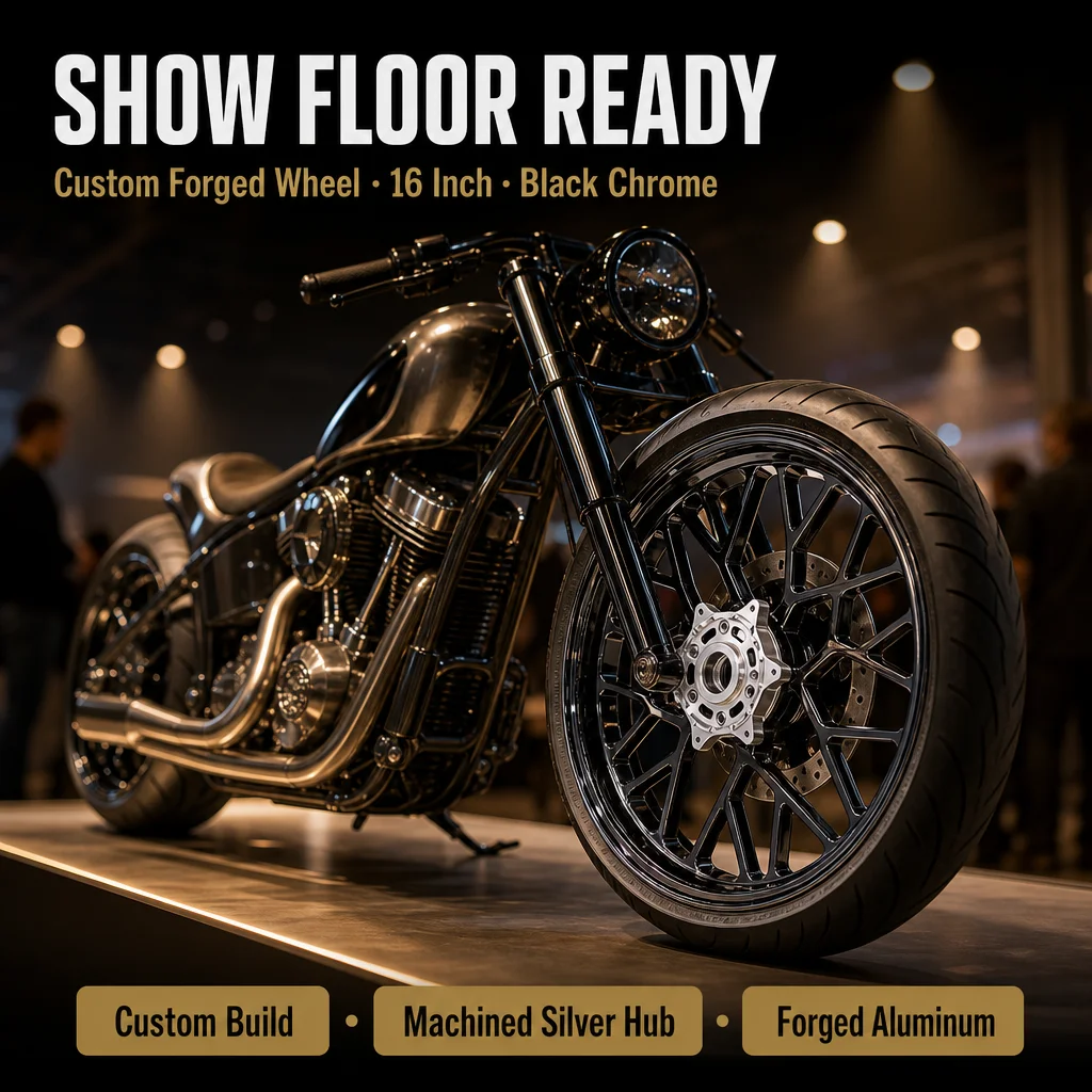 Black Chrome Forged Wheel Motorcycle Rim 16 Inch Custom Aluminum Front Rear 5 6 Hole Retrofit Upgrade Alloy Rim
