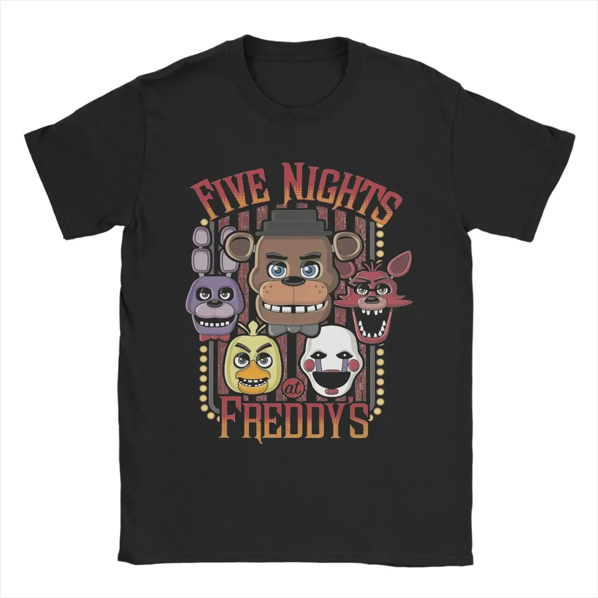 Five Nights at Freddy's T-Shirt – Klassisches Animatronic Crew Grafik-T-Shirt für FNAF-Fans, schwarzes Baumwoll-Oberteil für Männer und Jugendliche – Detail 5