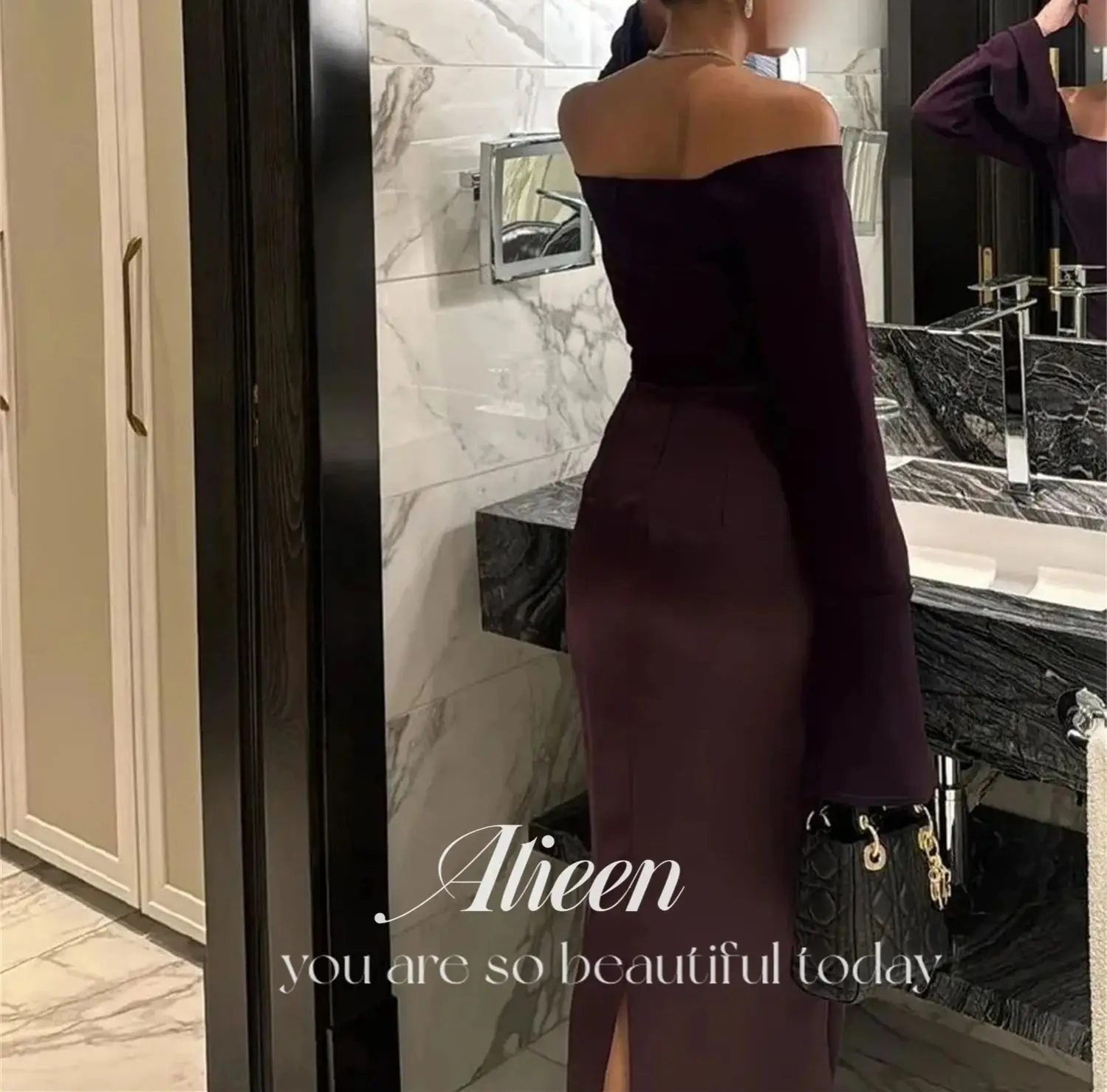 Aileen marron foncé élégant luxe robes de soirée 2025 manches longues femmes robe de soirée femme personnalisé robe de soirée de mariage bal