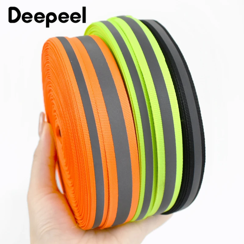 

10Yards 10-50mm Reflective Nylon Band Fluorescent Traffic Warning Tape DIY Uniform Clothing Decor Ribbon Sewing Accessories