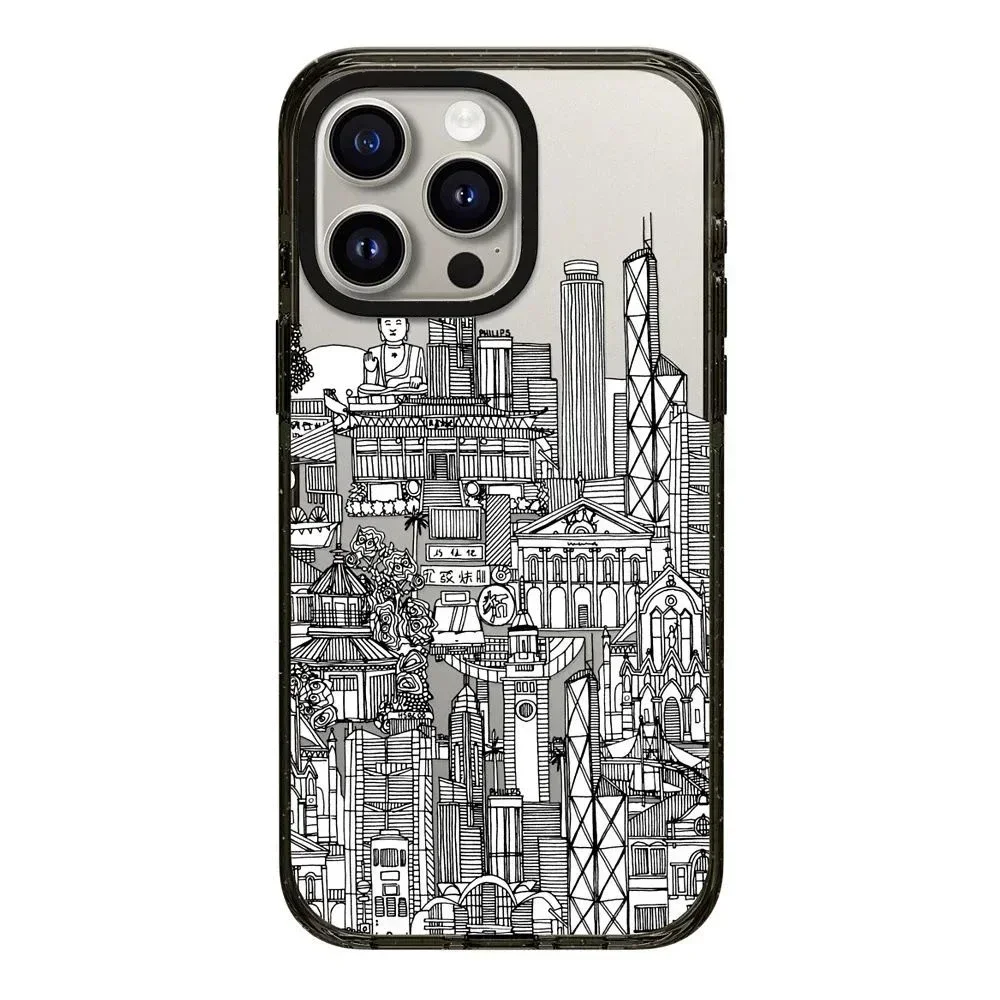 Graffiti Bus 2.0 Acrílico Borda Preta Capa Protetora para iPhone para 16 15 14 13 12 Pro Max Case