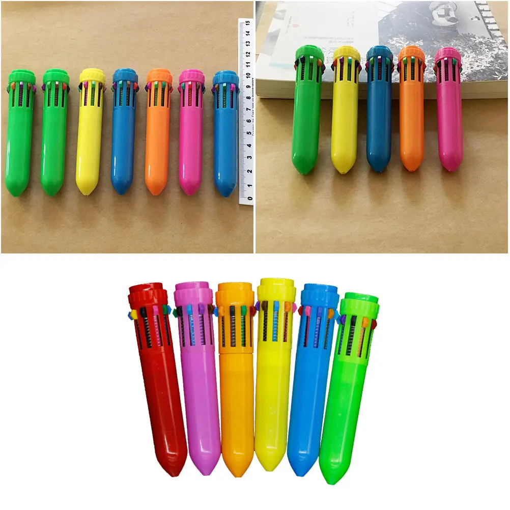 

12Pcs Multicolor Ballpoint Pens 10 in 1 Retractable Roller Pens Smooth Writing for School Office Note Taking Colorful Ball-Point