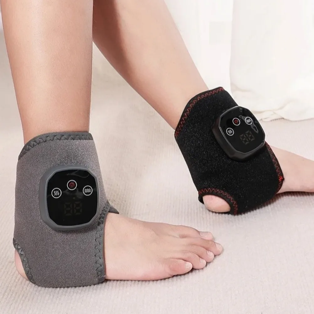 Cordless Ankle Massager Hot Compress Vibration Massage Electric Wrist Brace USB Rechargeable Non-Slip Electric Foot Massager