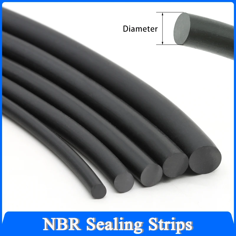 

1/2/5/10M NBR Black Rubber Strip Seal OD 1.5~10mm High Temperature Oil Resistant Nitrile Sealing Rope Solid Round Strip