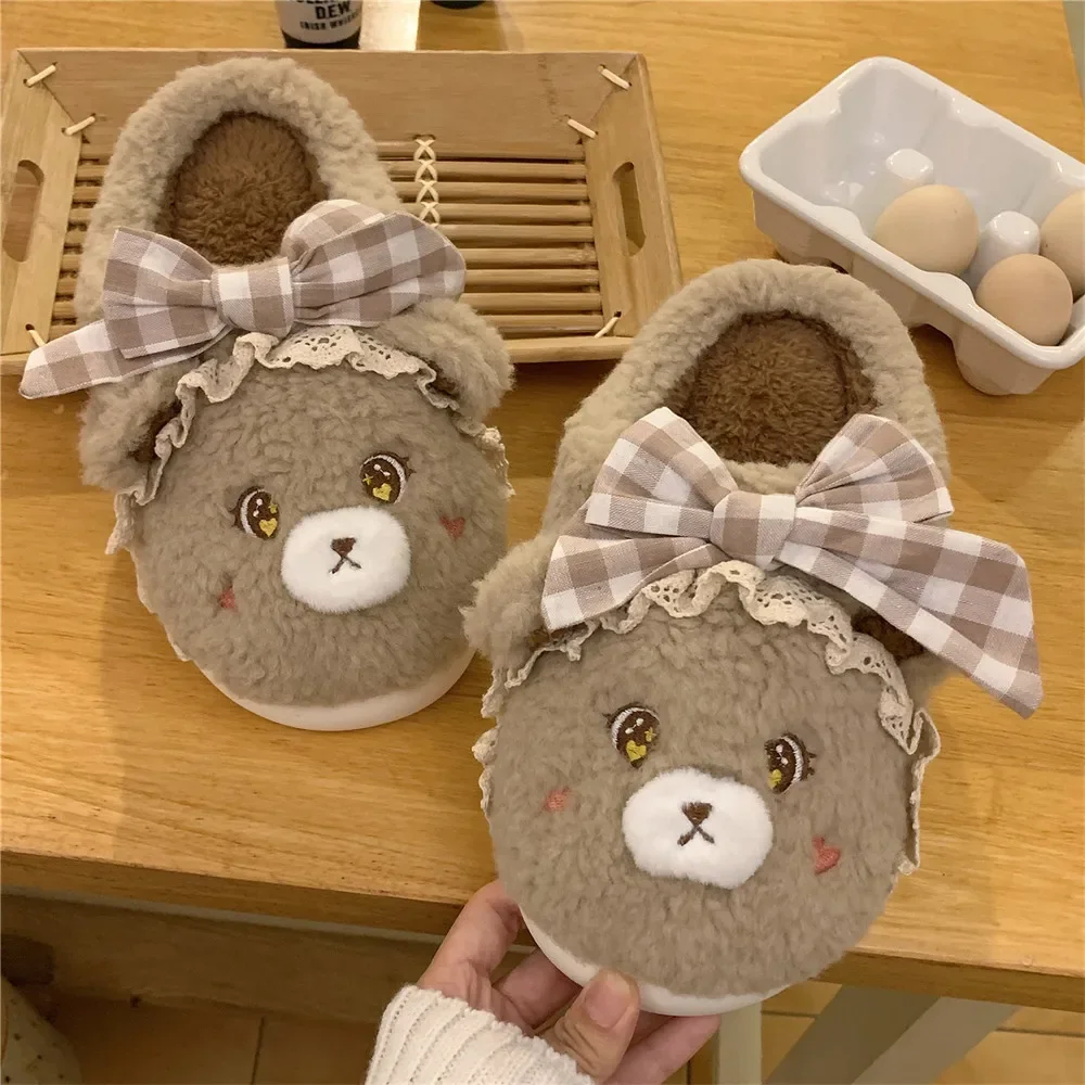 

Women's New Winter Non-slip Indoor Cotton Slippers Cute Niche Cartoon Bear Cute Warm Plush Soft-soled Cotton Shoes