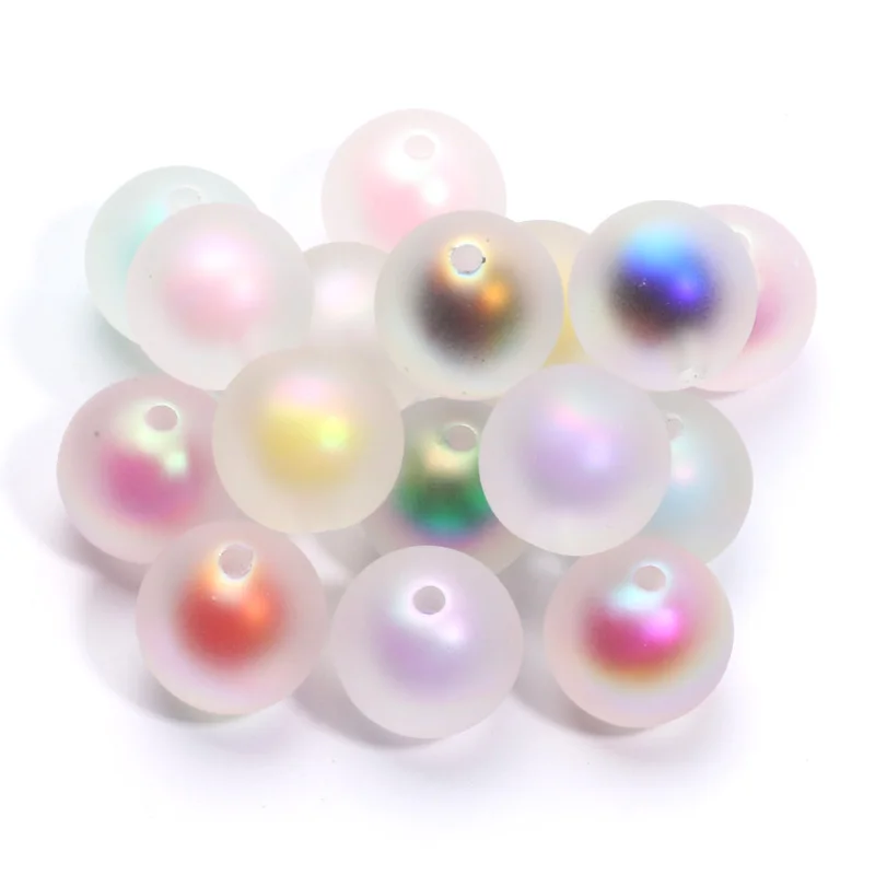 10 Stücke 16mm Aurora Runde Acryl Perlen Matte Spacer Lose Matt Perlen Für Schmuck Machen Diy Armband Halskette Zubehör