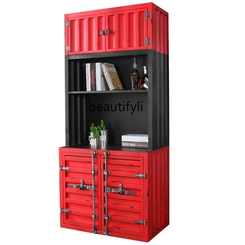 Vintage LOFT Industrial Style Distressed Bookshelf File Cabinet Creative Locker Container Bookcase