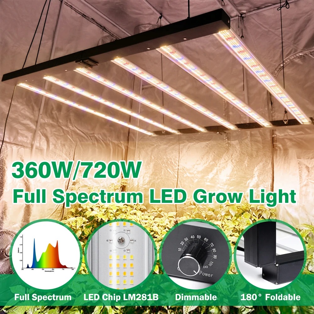 360W 720W Plant Grow Light Volledige spectrumlamp met biult-in voeding Kamerplant Groeit licht Kas Tuin EU-stekker - afbeelding 2