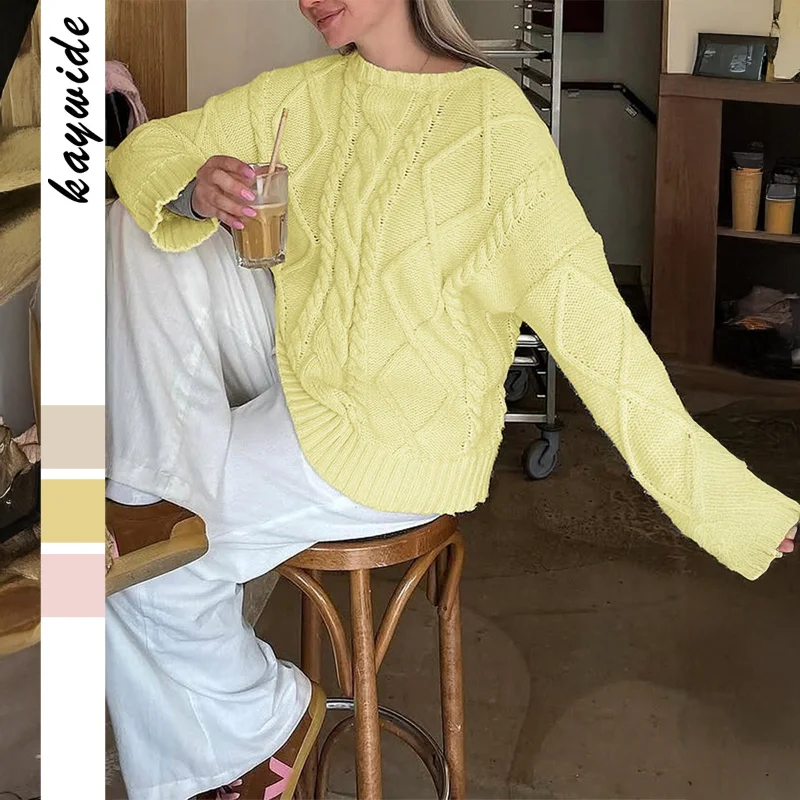 

Casual Simple Woolen Long-sleeved Sweater for Women 2025 Autumn and Winter