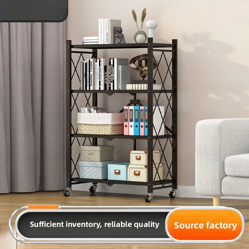 

Large Folding Shelf No Installation Home Organizer Kitchen Storage Rack Multi Layer Microwave Oven Dishware Holder
