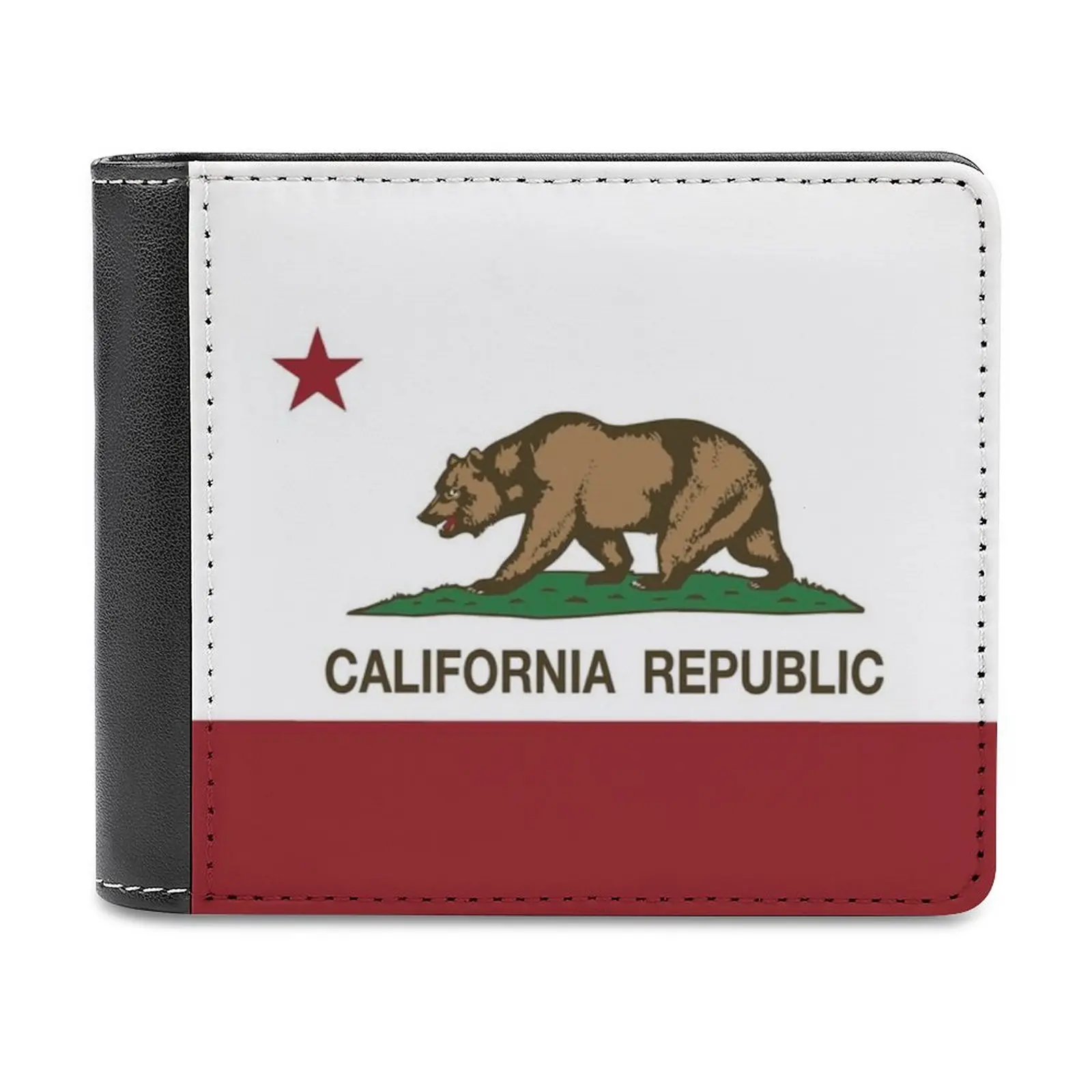 

California Republic Flag Men Wallet Pu Leather Short Male Purses Credit Card Wallet For Men Money Bag California California