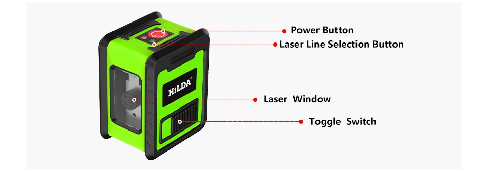 HILDA Laser-Niveaumessgerät, 2-Linien-Kreuzgrüner Nivellierlaser, horizontaler und vertikaler Nivel-Laser, selbstnivellierend, лаidina – Detail 5