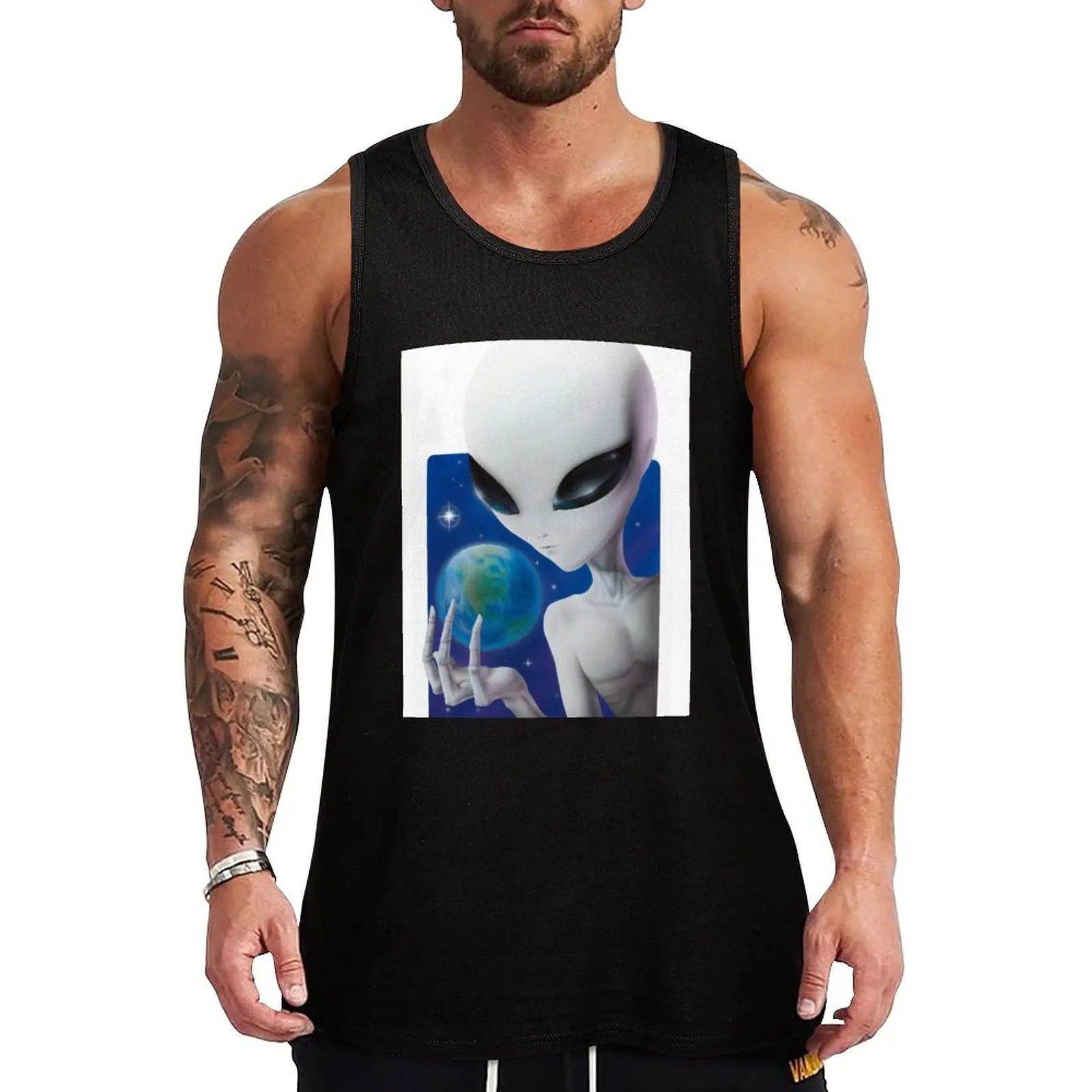 ET. Alienígena cinza. EBEN, EBE, Alienígena Cinza, ET Cinza, Extraterrestre, OVNI. BEM, Camiseta Clássica Sem Mangas para Uso Diário