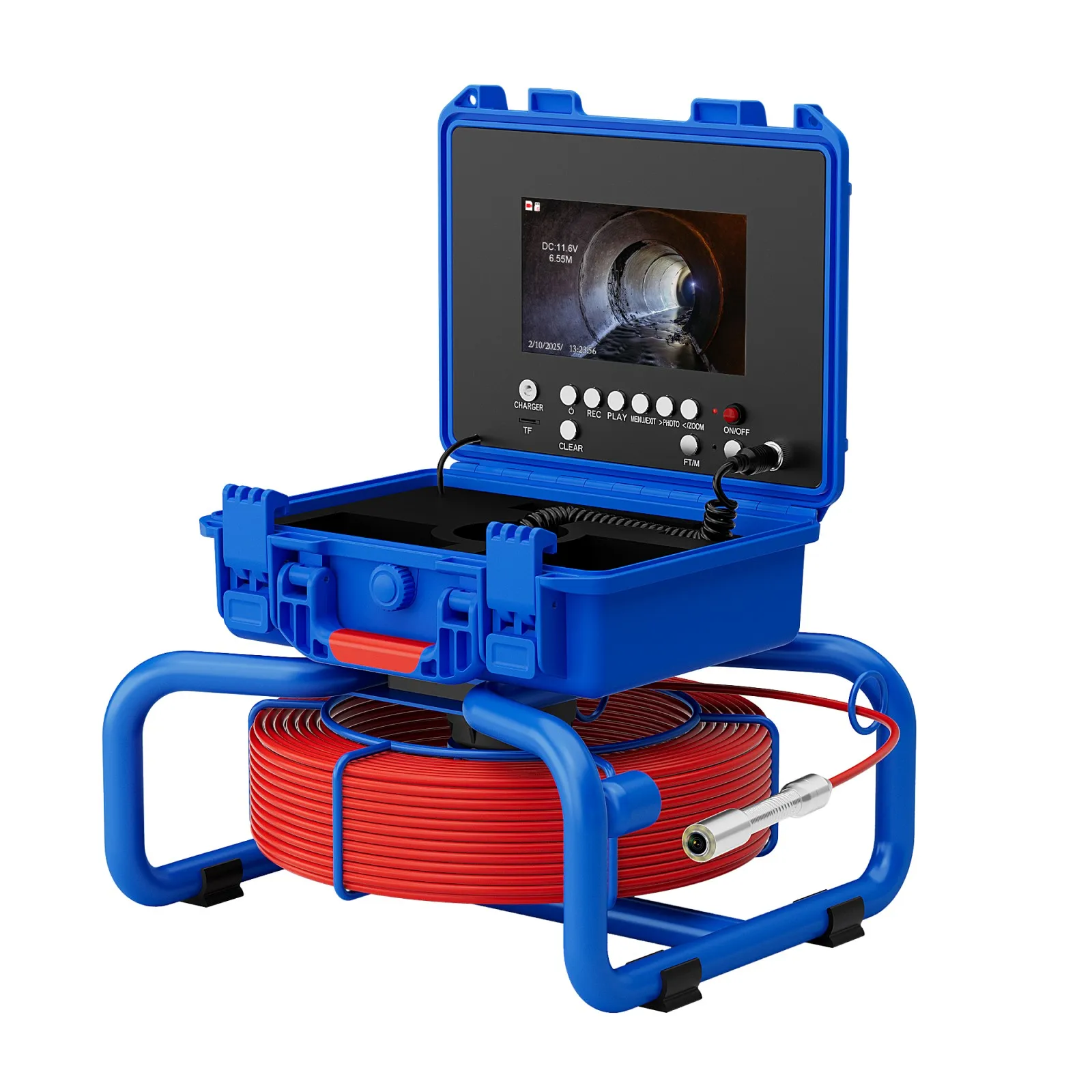 Video Endoscope  Camera 5MM Cable Sewer Pipe Inspection Camera with Meter Counter 512HZ Transmitter 7 inch 20M/30M Waterproof