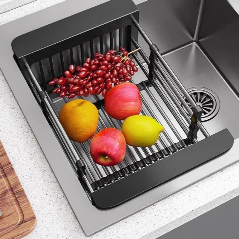 Wash basin storage rack, drain basket rack, filter retractable kitchen supplies