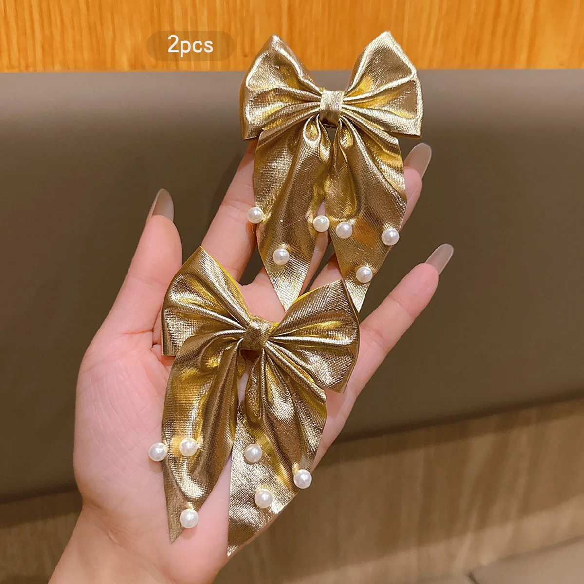 2 مشبك شعر على شكل فيونكة ذهبية راقية وعصرية مناسبة لإكسسوارات الشعر اليومية #2