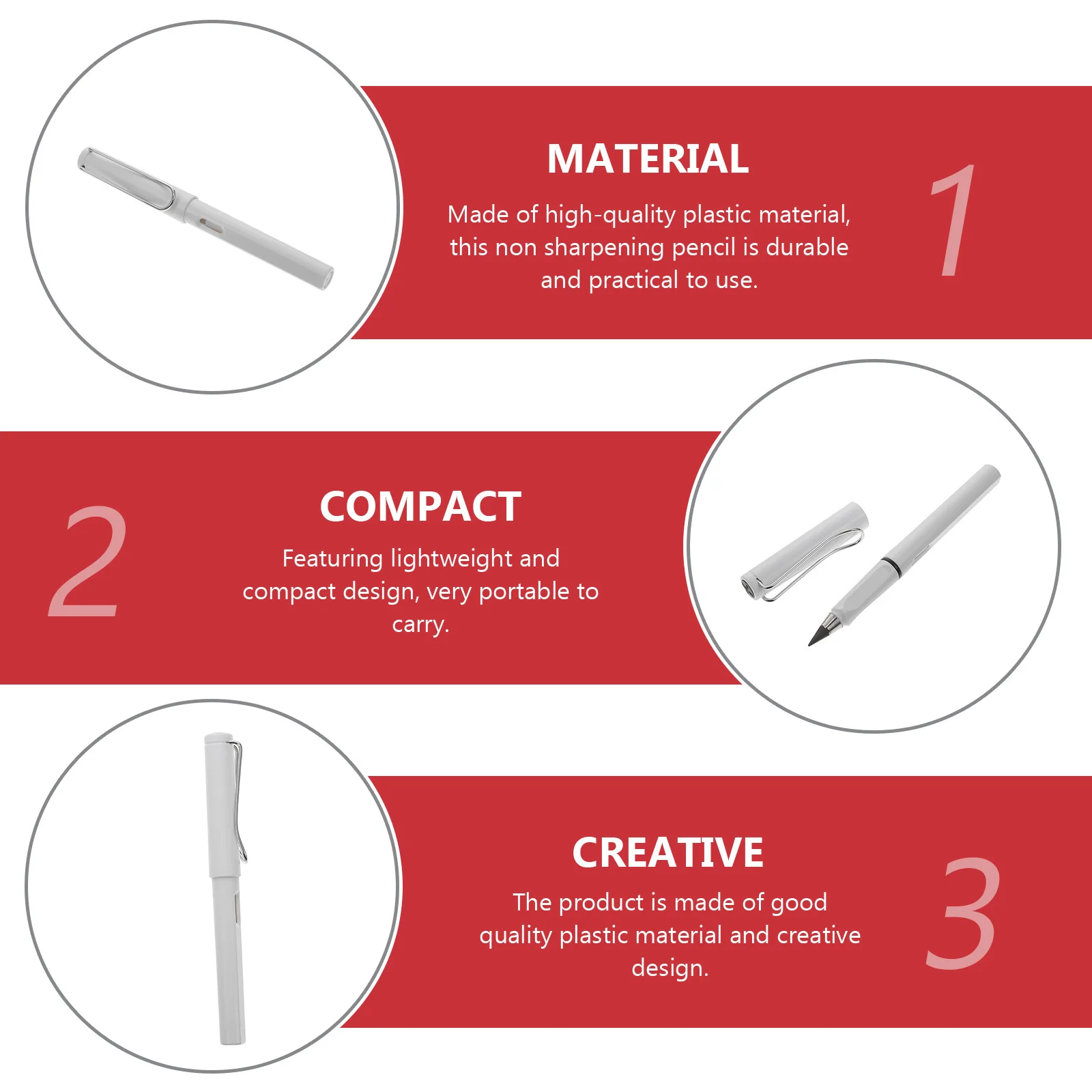 6Pcs Non Sharpening Plastic Pencil Smudge Free Line Retention Excellent for Handwriting Practice Sketching Painting Craft