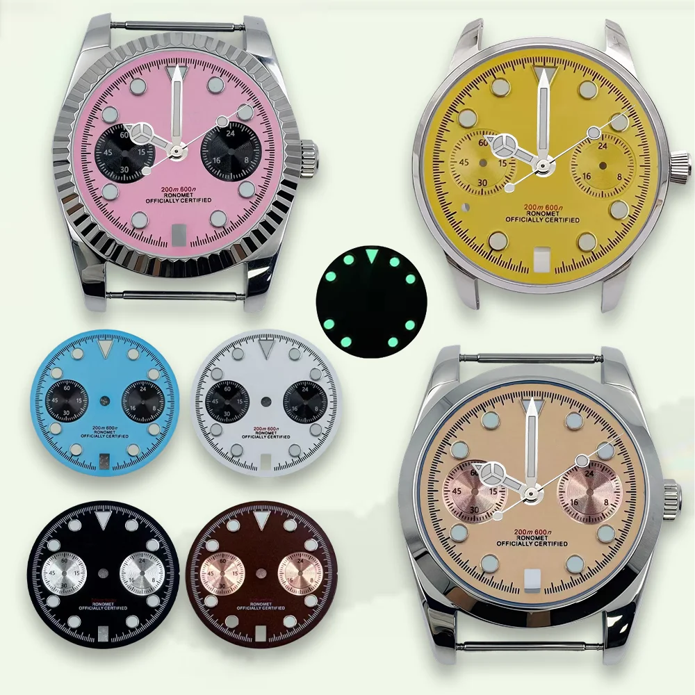 Watch modification 29.5mm S Dial Panda Dial Fit VK64 Movement Green Luminous High-Quality Dial Watch Modification Accessories