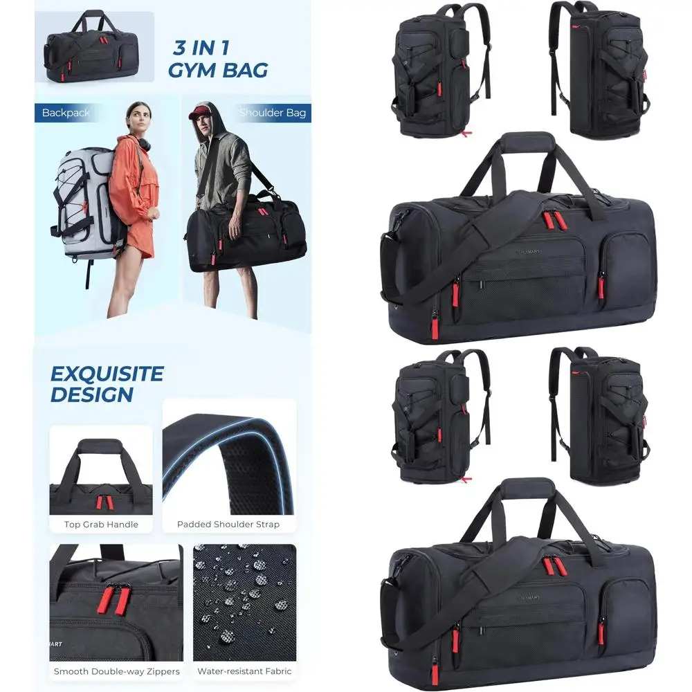 Unisex Sports and Travel Backpack with Shoe and Laptop Compartments, Water-Resistant, Carry-On Size for Weekend Trips or Air Tra