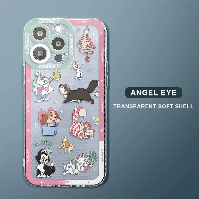 Casing silikon kartun Disney, pelindung ponsel silikon bening mata malaikat untuk Apple iPhone 11 14 15 Pro Max 13 12 Mini 7 8 Plus XR X XS 6 6S