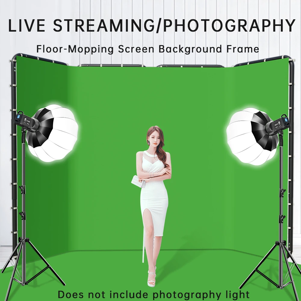 Portable Large Chromakey Green Screen Backdrop with Stand Photography Background Support System 240x400cm Shooting Video Photo