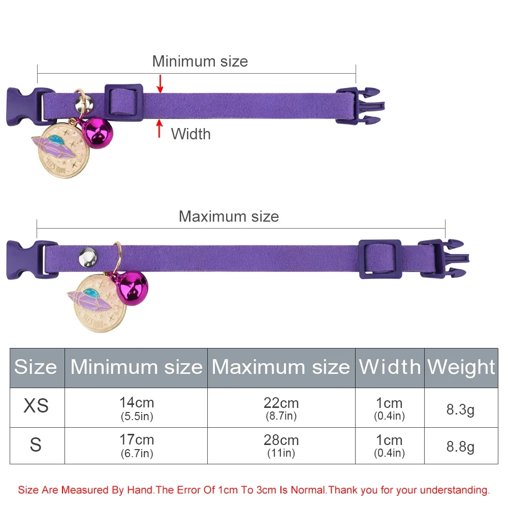 귀여운 고양이 목걸이, 종 및 금속 펜던트 장식, 분리형 조절 가능, 여아 및 소년 애완 동물 목걸이, 고양이 새끼 고양이 강아지