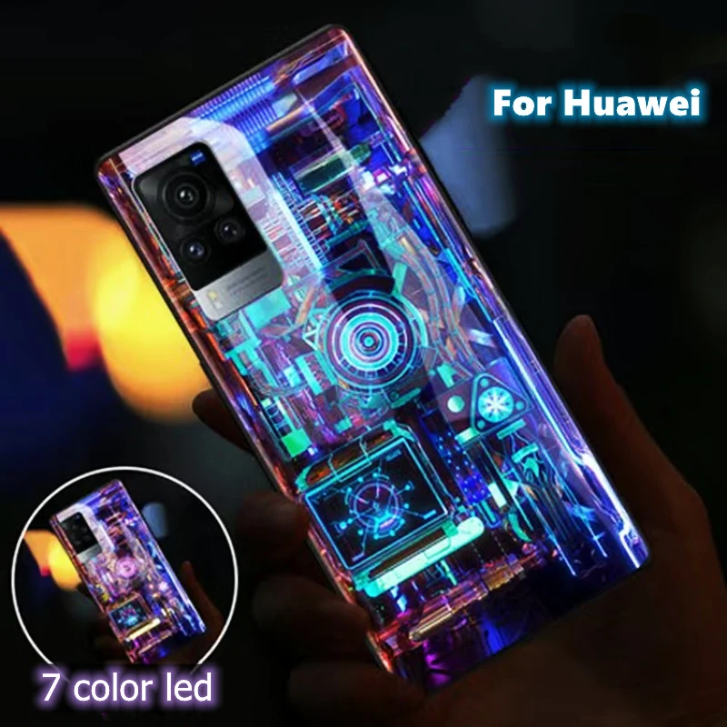 For Huawei P40 P20 Pro P30 Lite P Smart 2019 Mate 30 20 50 Lite Honor 10i 10 20 Lite LED Flash Glass Back Cover Case Conque