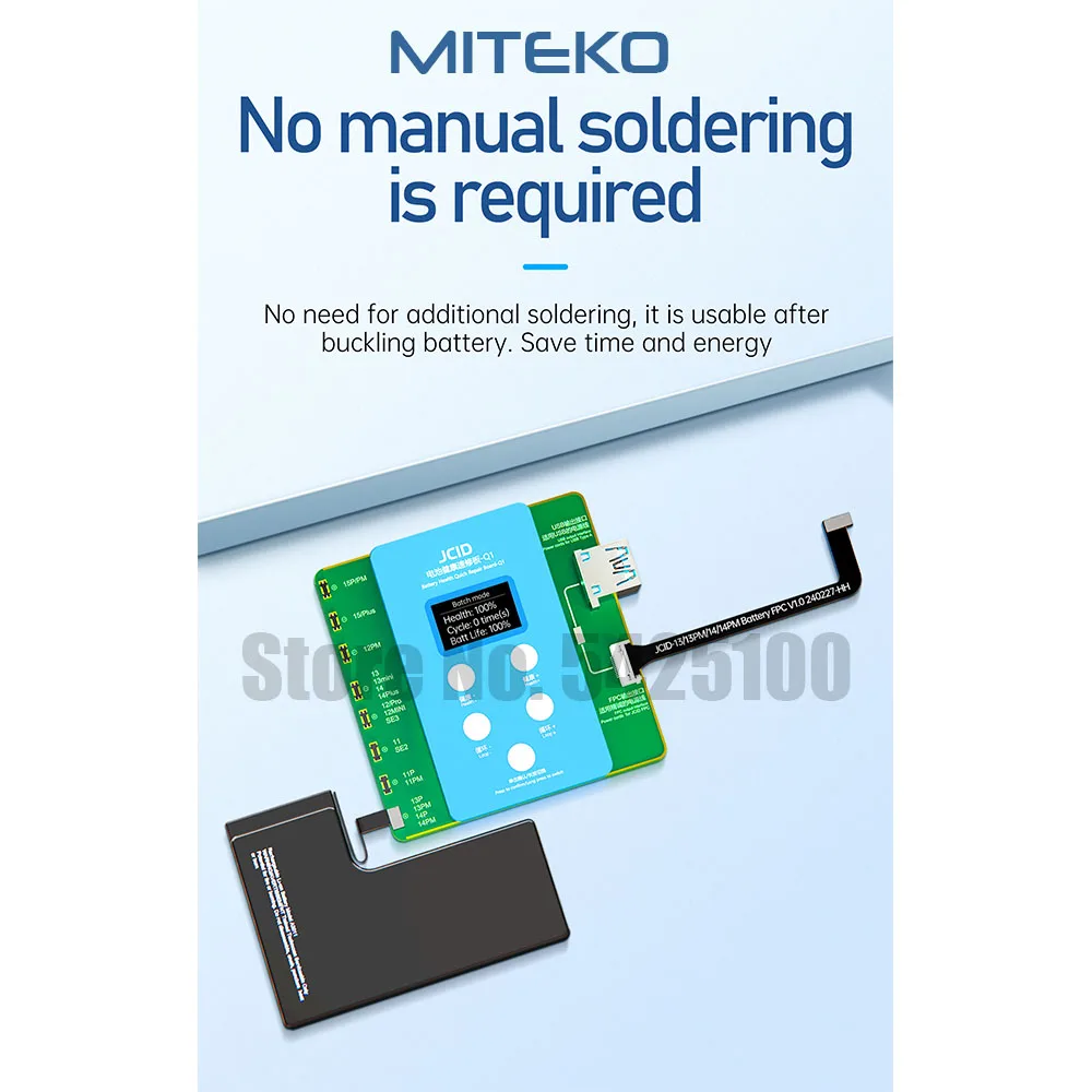 Battery Health Repair Board JCID JCQ1 2026 for iPhone 11 to 15 Pro, Solve Window, Pop-up Modify Battery Cycle, No Need FPC