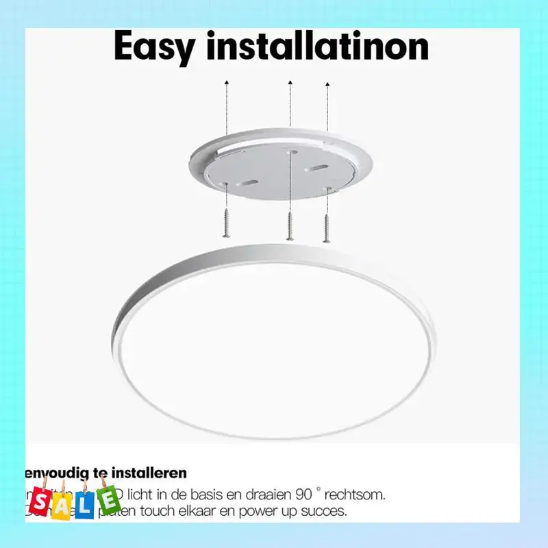 A56X 12 Inch LED Flush Mount Ceiling Light Fixture 24W Flat Modern Round Lighting Fixture For Kitchens,Stairwells, Bedrooms Dura